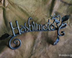 ロートアイアン猫の表札